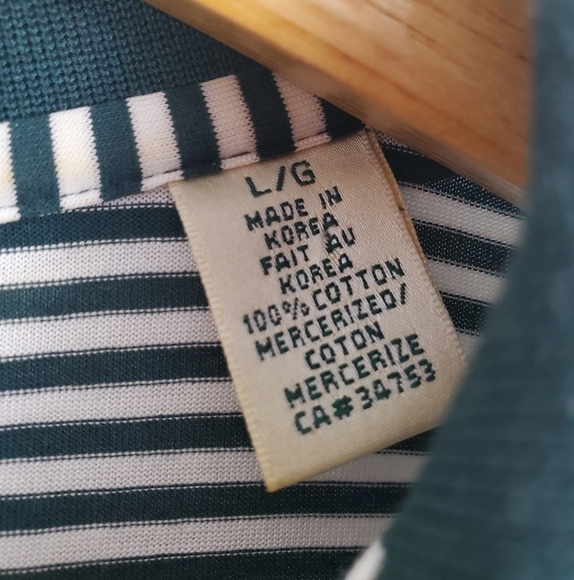 Fairway and Greene Striped Men's Polo Shirt. Hunter Green And White. LG - Picture 5 of 11